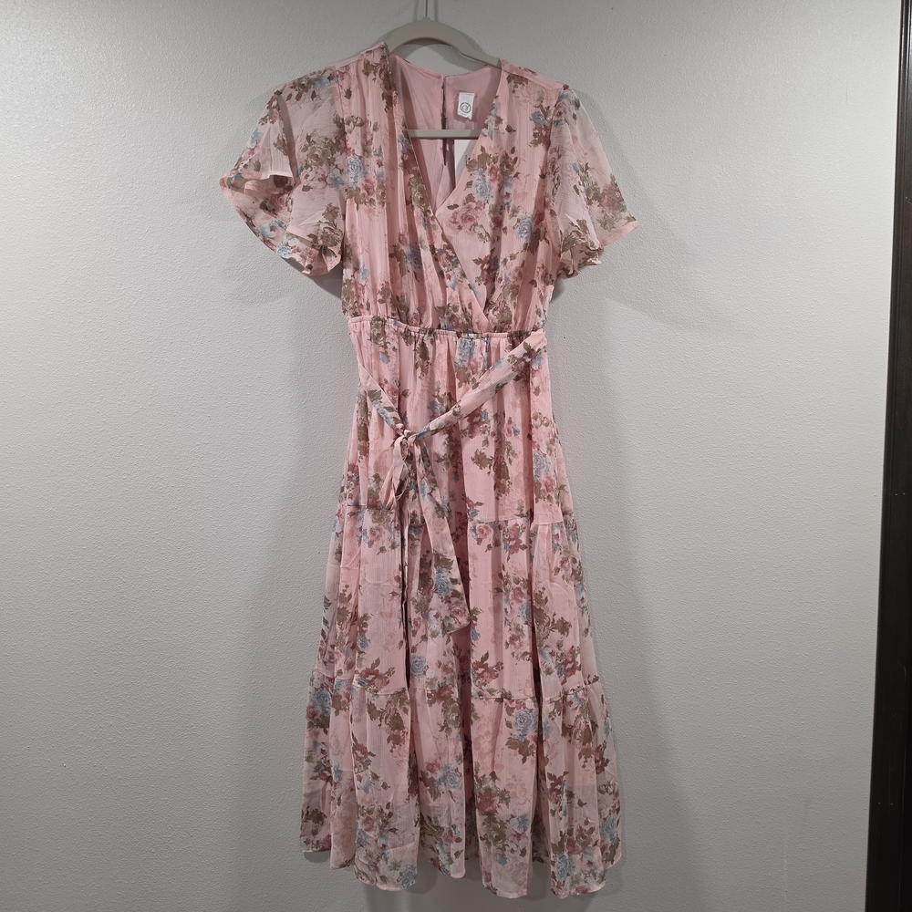 Cy Fashion Floral Midi Dress in Pink